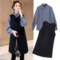 Pregnant women autumn suit fashion Korean version of Out Net Red Spring and Autumn Foreign Air Age loose size long dress