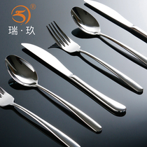 Western tableware knife and fork set stainless steel silver knife and fork spoon three-piece set luxury European household steak knife and fork