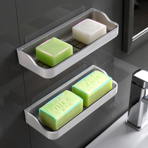 Soap box Soap box shelf Punch-free suction cup Wall-mounted drain double grid toilet Bathroom creative home