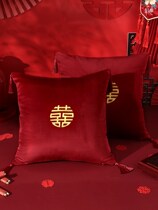 Red Festive wedding with pillows a couple of wedding wedding houses leaning on pillows New wedding supplies beds decorated with sofa cushions