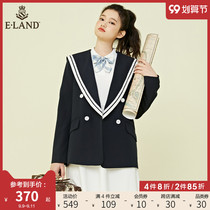 ELAND clothes 2021 Spring New ins college style design sense navy collar suit jacket female temperament