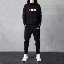 Fei Le Sports Set Men 2021 Autumn and Winter Pei Le Feile Plus Padded Sweatshirt Leisure Running Two Pieces Female