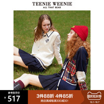 TeenieWeenie bear Plaid color knit cardigan sweater women fashion wild wear autumn and winter academy style