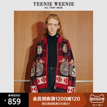 TeenieWeenie Bear Knitting Cardigan Sweater Jacket Loose Korean Retro Design Sense Female Winter New
