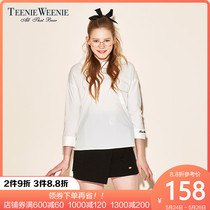 Teenie weenie bear summer women's embroidered cropped seven sleeve shirt top ttba72390q
