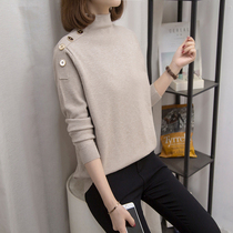 2021 new large size womens autumn loose foreign knit base shirt fat sister 200 Jin belly sweater