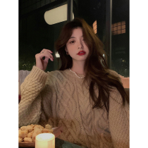 Fan Zhiqiao with wool twist sweater female autumn and winter retro Japanese lazy style jacket loose padded sweater