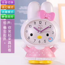  Cartoon music alarm clock for children and students with morning teaching learning clock Bedroom bedside mute luminous wake up small alarm clock