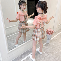 Girls summer suit 2021 new foreign style childrens college style JK uniform suit skirt net red big child two-piece set