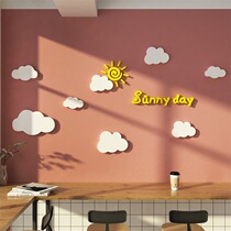 Net Red Punch Card Photo Area Arrangement Clouds stickers Milk Tea Shop Wall Deco restaurant Background Inn Wind Interiors