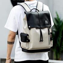 Trendy Mens Double Shoulder Bag Travel Large Capacity Backpack Men Business Computer Bag PU Cortical University Student Bag Men Bag