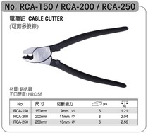  Japan Robin Hood (RUBICON)cable wire cutters 6 8 10 inch wire cutters RCA-150 200 250