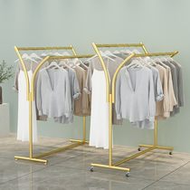 Clothing store Zhongdao new floor-standing double-row parallel bars side hangers iron creative display rack women's shelf