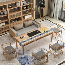 New Chinese tea table and chair combination simple modern kung fu coffee table solid wood ash Zen home office tea table