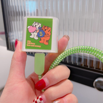 2022 green tiger apple 13 data line protective sleeve suitable for iPhone12 charger 20W quick filling and soft shell