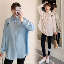 Pregnant woman Spring-autumn-style shirt 2022 new long sleeves shirt suit for undershirt spring dress with loose and snow-spinning blouse