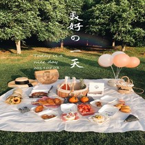 Picnic mat spring outing moisture-proof mat picnic cloth thickened outdoor portable waterproof outing beach self-driving tour pure white