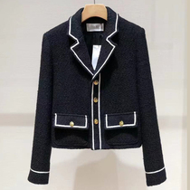 Yicha the best of the house 21 early autumn black gold suit collar white trim small fragrant wind jacket womens short