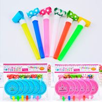 New Birthday Blow Dragon Toy Baby Party Bassist Props Plastic Blow Dragon Mouth Whistle Trumpets Big 6 Packs
