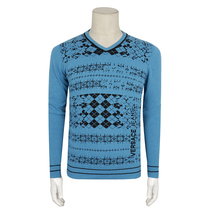 Special 450-V secondary line with cashmere autumn and winter blue V-neck sweater for men Italian