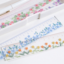 NOTEFOR students transparent ruler terrace garden hipster hand-painted measuring school supplies with scale 15cm