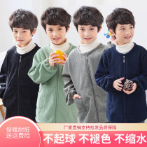 Boys autumn and winter corduroy down jacket Children Baby long sleeve zipper painting coat apron eating bib