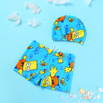 New childrens swimming trunks Swimming caps Boys hot spring bathing suit boxer swimming trunks cartoon baby baby