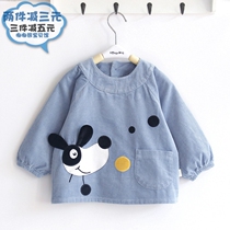 Baby's autumn and winter waterproof and antifouling eating clothes children's cotton corduroy bib long sleeve cartoon padded bib