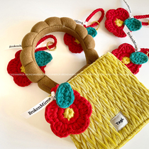 Heavy round weaving to give you a small red flower plus birthday gift car hanging bag pendant ins small red book gift