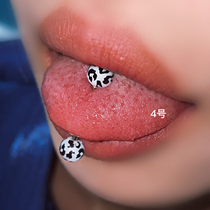 Satan's Child Fascinated Milk Leopard Tongue Nail Spice Girls Minor ins Tongue Nail Tongue Ring Puncture Jewelry Perforation