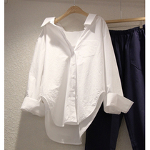  Mtime Korea Dongdaemun 2021 autumn new polo collar white shirt womens Hong Kong flavor Korean loose top