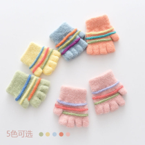 Baby gloves 0-1-three years old winter cute Fruit Stripe Baby half finger warm boy girl child baby
