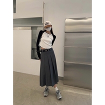 Eleven stone high - sensitive gray suit dress female high waist a long half - body skirt small person 2022 new style