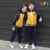 Primary school uniforms spring and autumn suits cotton class uniforms English sports three-piece kindergarten autumn yellow garden uniforms