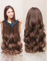 One-piece real hair wig Big wave corn hot wig Female incognito hair extension u-shaped long curly hair