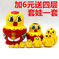 Russian Matryoshka shake sound with cute Matryoshka set chicken cartoon toy 10 layers Chinese style 15 layers childrens puzzle