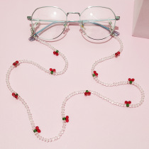 Clove cherry glasses chain mask hanging neck crystal string beads transparent children handmade anti-loss female sunglasses chain