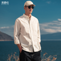 British Jue Lun comfortable cotton 2021 autumn new mens long sleeve shirt casual business solid color mens shirt