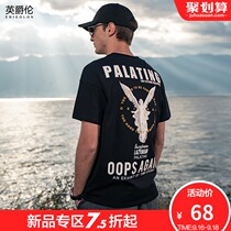 Boys short sleeve T-shirt ins trend loose cotton T-shirt mens shoulder sleeve personality fashion brand European and American printing half sleeve tide