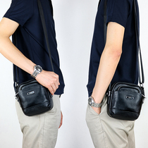  Mens small bag Mini mens bag satchel small portable leather bag Shoulder bag Messenger bag Casual lightweight backpack