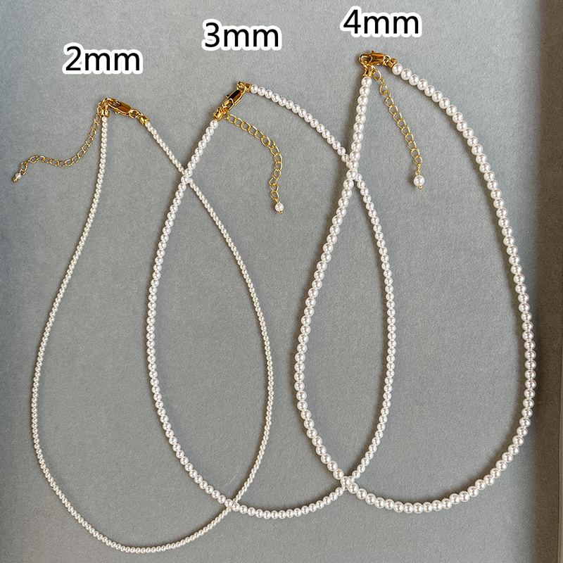 Shijia Zhengyuan 2 ミリメートルキビ真珠のネックレスの女性のライト高級ニッチハイエンドフランスの超微細ベビー鎖骨ネックレス