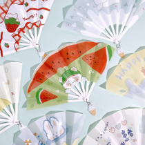 Creative cartoon plastic folding fan Summer cute student portable mini fan Childrens portable hand fan pp fan