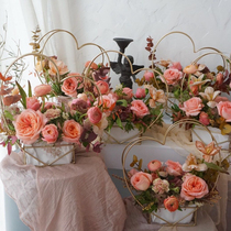 Tanabata floral round heart-shaped lover love iron metal flower stand flower fake flower portable flower basket flower arrangement