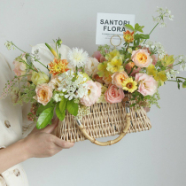 Floral flower arrangement wicker hand-held bamboo Festival mini basket woven basket fashion Willow rattan teacher Hand bag flower basket