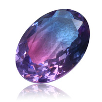 Starspace Universe Purple Blue Two-Colored Naked Stone Artificial Synthetic Color Gems Unset Oval Men and Women Couple
