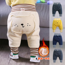 Baby pants autumn and winter baby big pp pants plus velvet thickened men and women newborn warm big butt pants spring and autumn clothes
