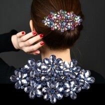 Large hairclip female back head hair headdress Korean version of elegant hairpin rhinestone top clip spring clip horsetail clip hair accessory