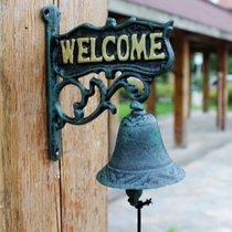 Special price Nordic countryside retro welcome to the two-sided listing door card cast-iron iron art doorbell hand bell