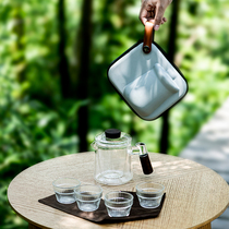 Travel tea set Glass quick cup One person one pot four cups Kung fu small set single tea outdoor carrying bag
