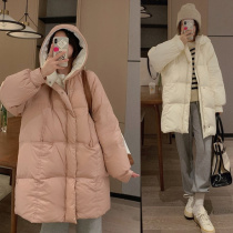 Winter pregnant women down cotton clothes New hooded drawstring long pregnant womens coat cotton padded thick warm bread clothes